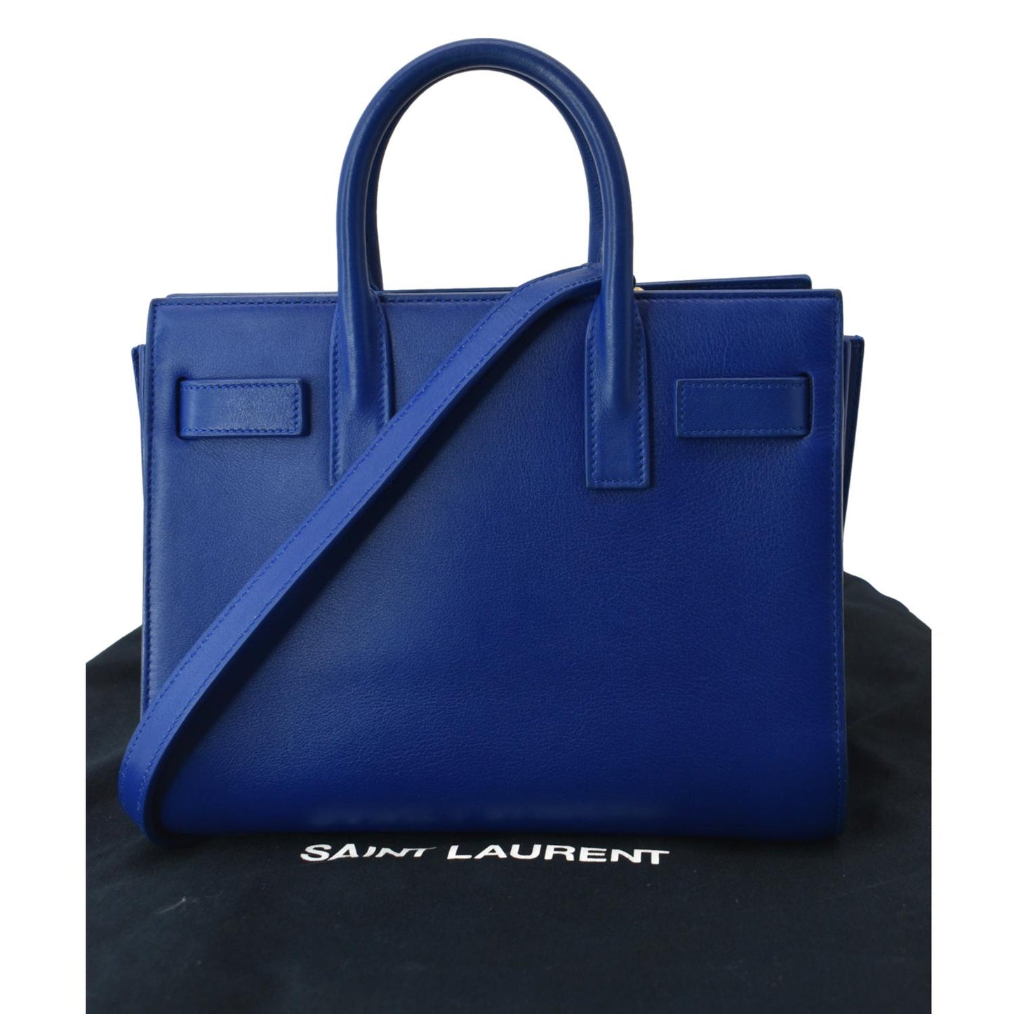 SAINT LAURENT Sac de Jour Leather Shoulder Bag Blue