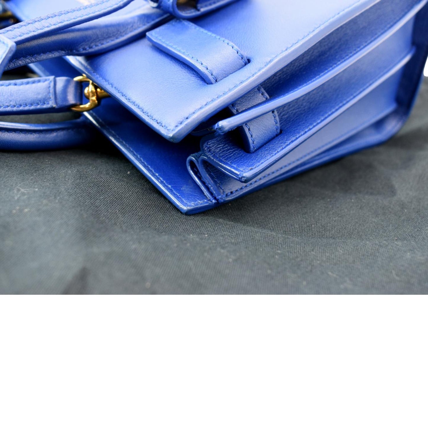 SAINT LAURENT Sac de Jour Leather Shoulder Bag Blue