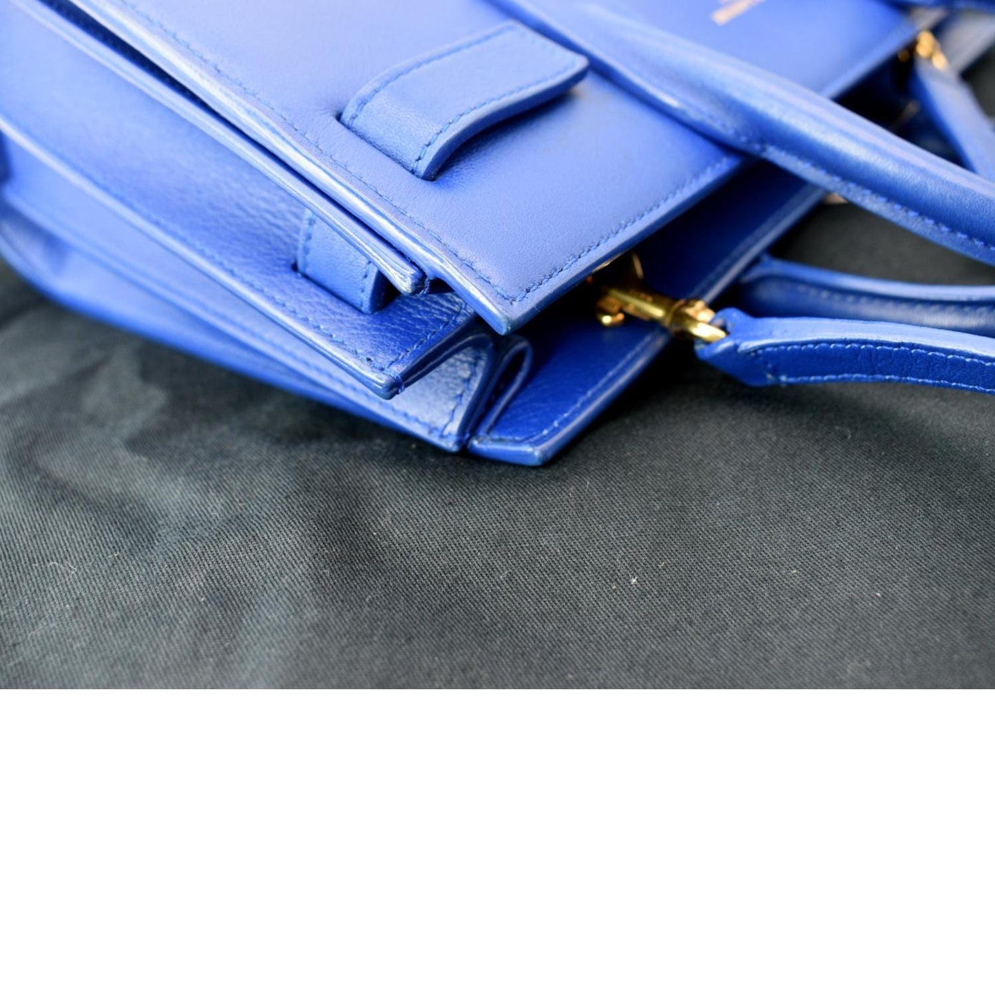 SAINT LAURENT Sac de Jour Leather Shoulder Bag Blue