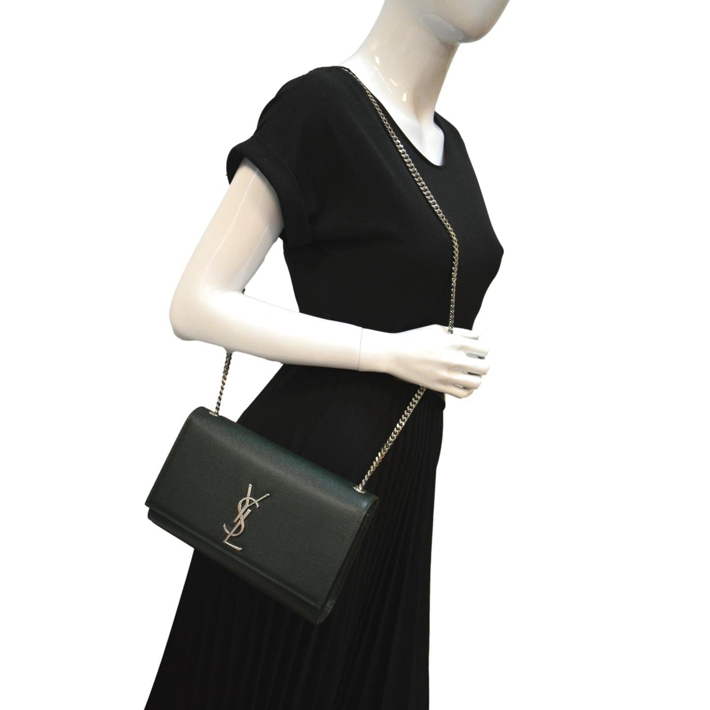 SAINT LAURENT Kate Medium Leather Crossbody Bag Green