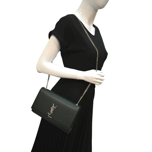 SAINT LAURENT Kate Medium Leather Crossbody Bag Green