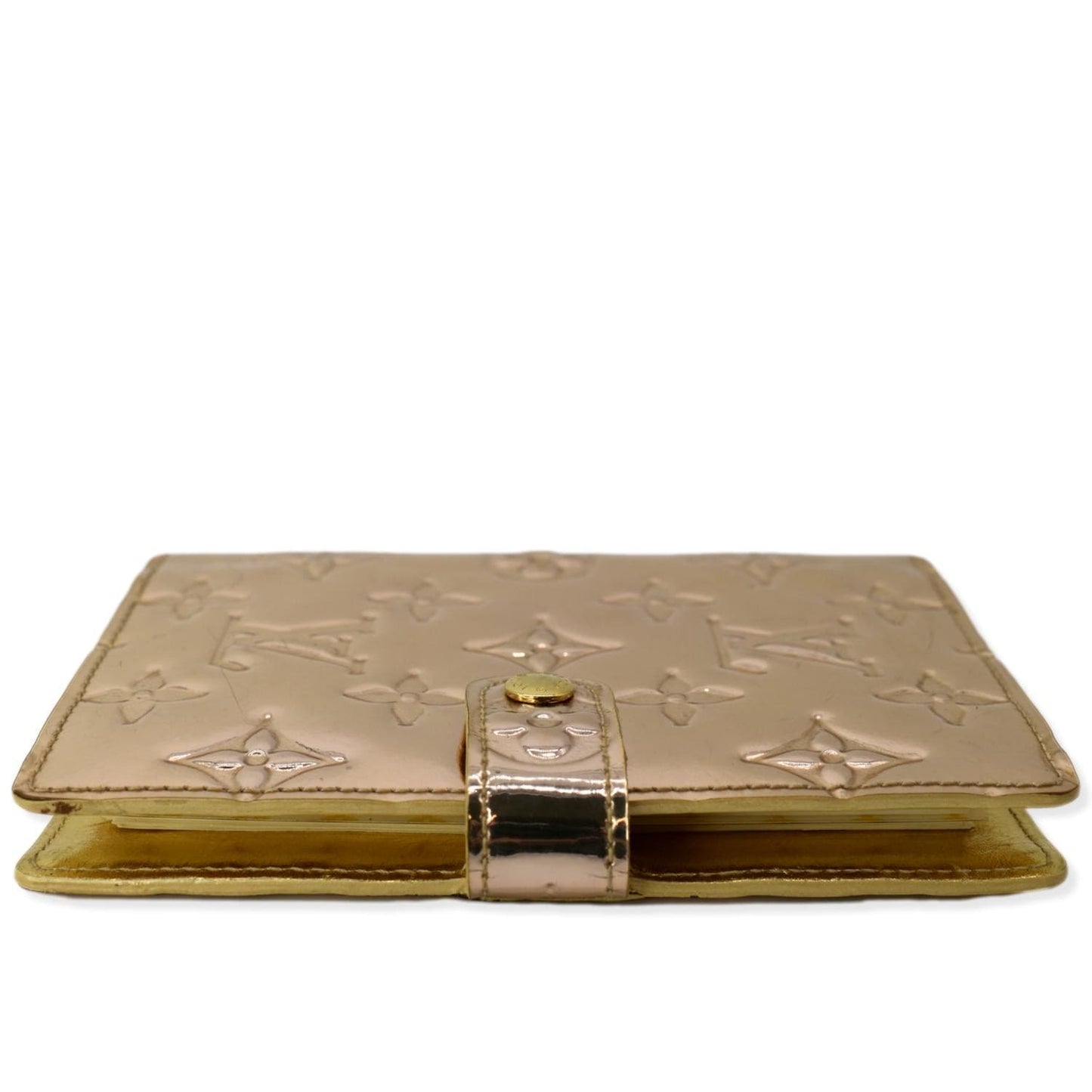 LOUIS VUITTON Miroir Small Monogram Embossed Ring Agenda Gold