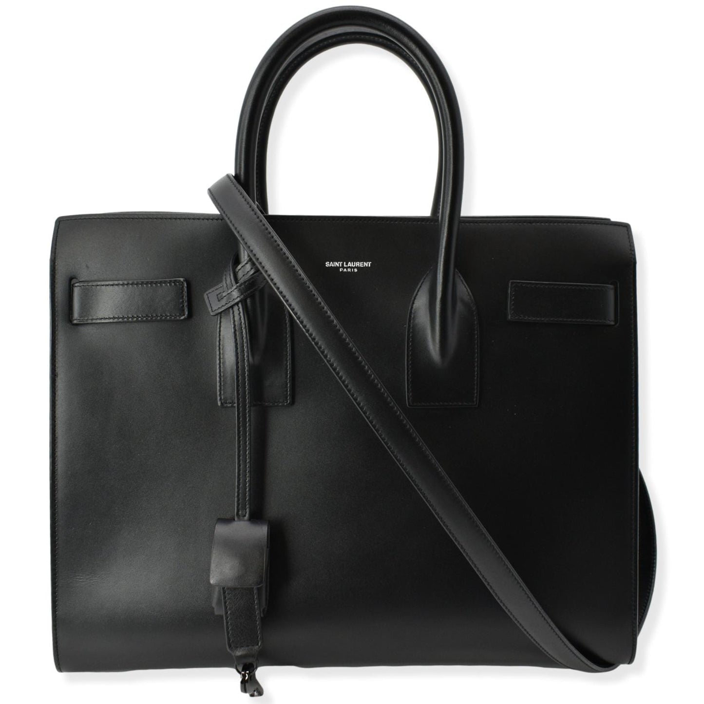 SAINT LAURENT Sac de Jour Leather Shoulder Bag Black