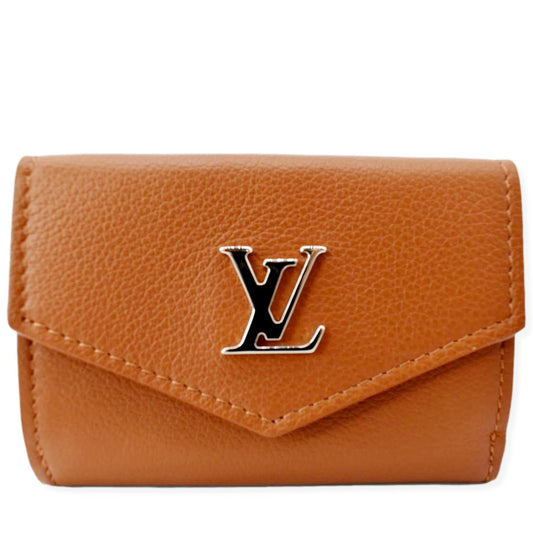 LOUIS VUITTON Lockmini Calfskin Leather Card Case Wallet Brown