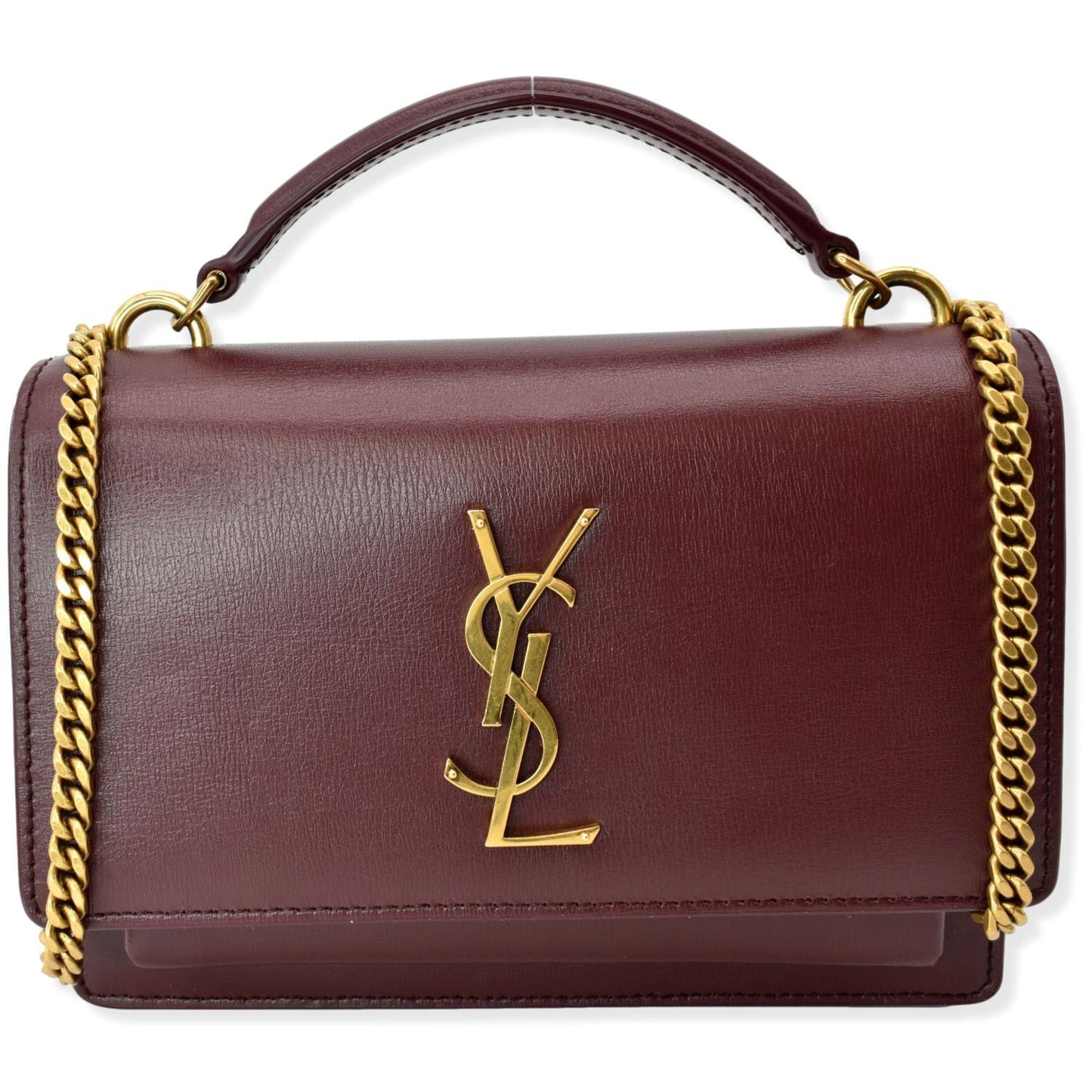 SAINT LAURENT Sunset Mini Leather Crossbody Bag Rouge Legion