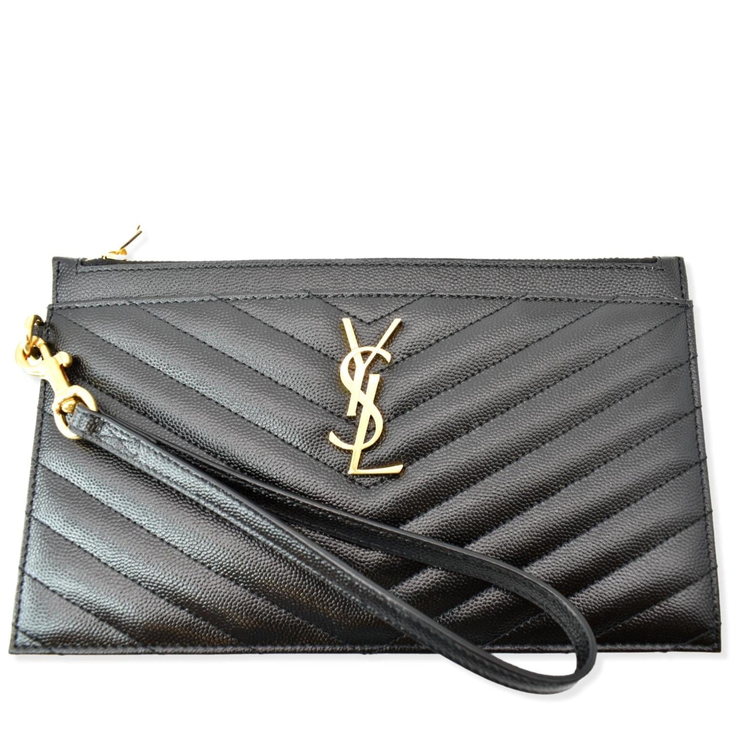 SAINT LAURENT Matelasse Large Bill Monogram Pouch Black