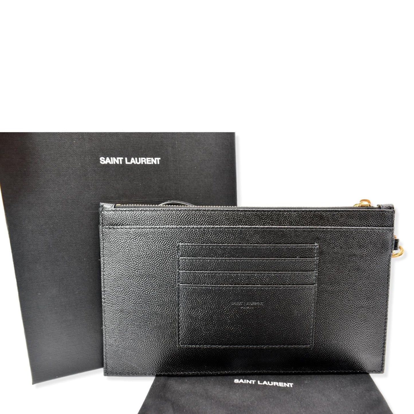 SAINT LAURENT Matelasse Large Bill Monogram Pouch Black