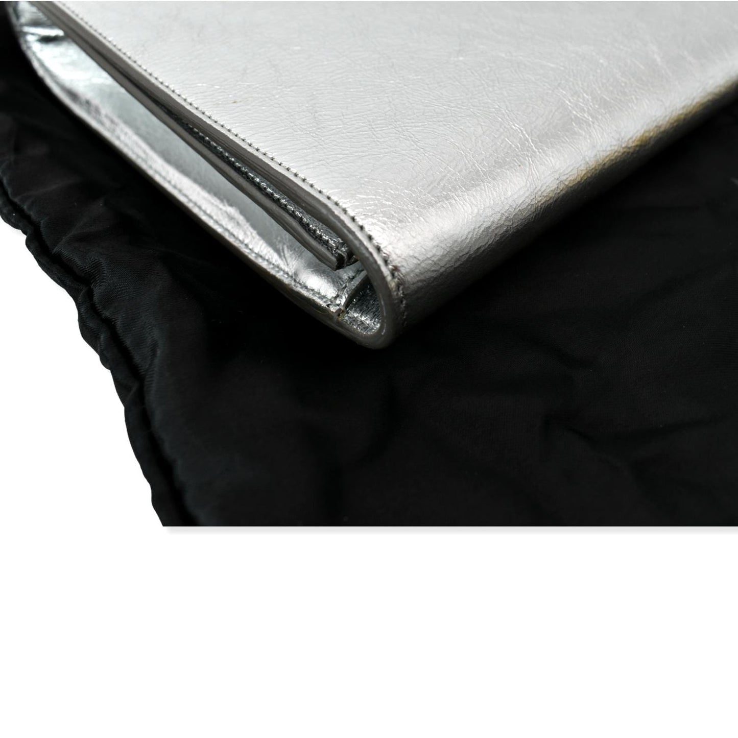 SAINT LAURENT Belle de Jour Leather Clutch Bag Silver