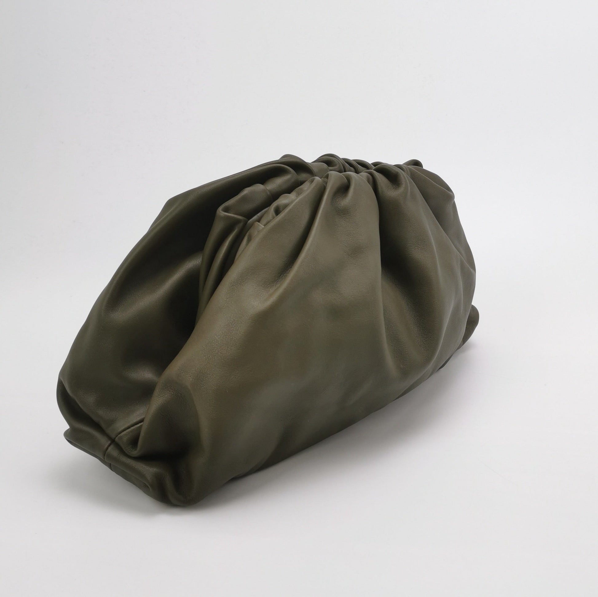 Bottega Veneta Pouch Calfskin Leather Dark Green Large