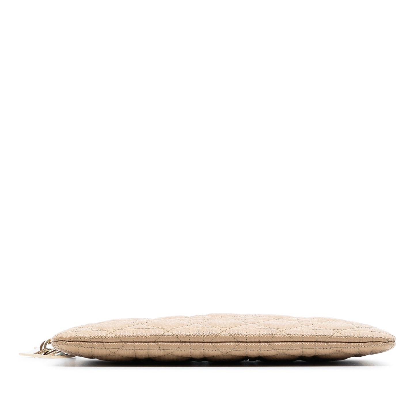 Beige Dior Coated Canvas Cannage Lady Dior Panarea Clutch
