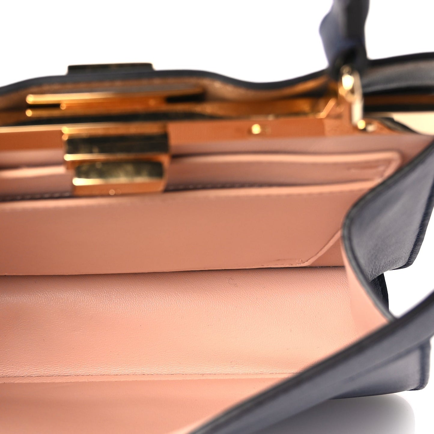 Fendi Vitello Seta Nappa Bi-Color Small Peekaboo I SEE U Satchel Midnight Light Rose Sand