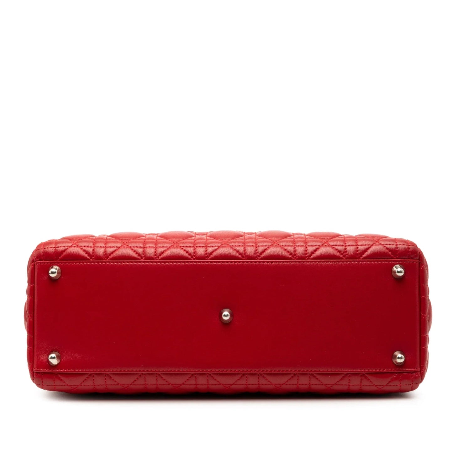 Red Dior Large Lambskin Cannage Lady Dior Satchel
