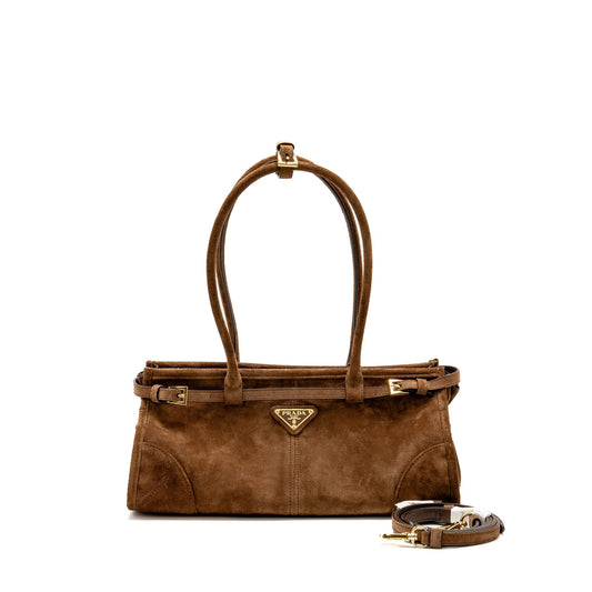 Prada Medium Bonnie handbag suede leather brown