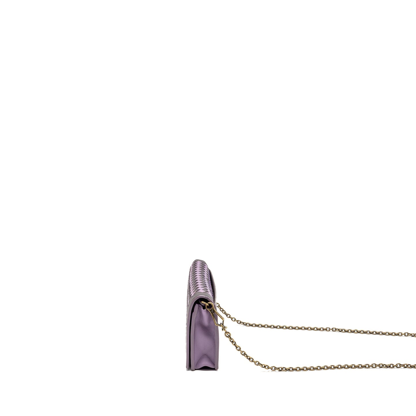 Bottega Veneta Intrecciato Wallet On Chain Leather Purple/Grey