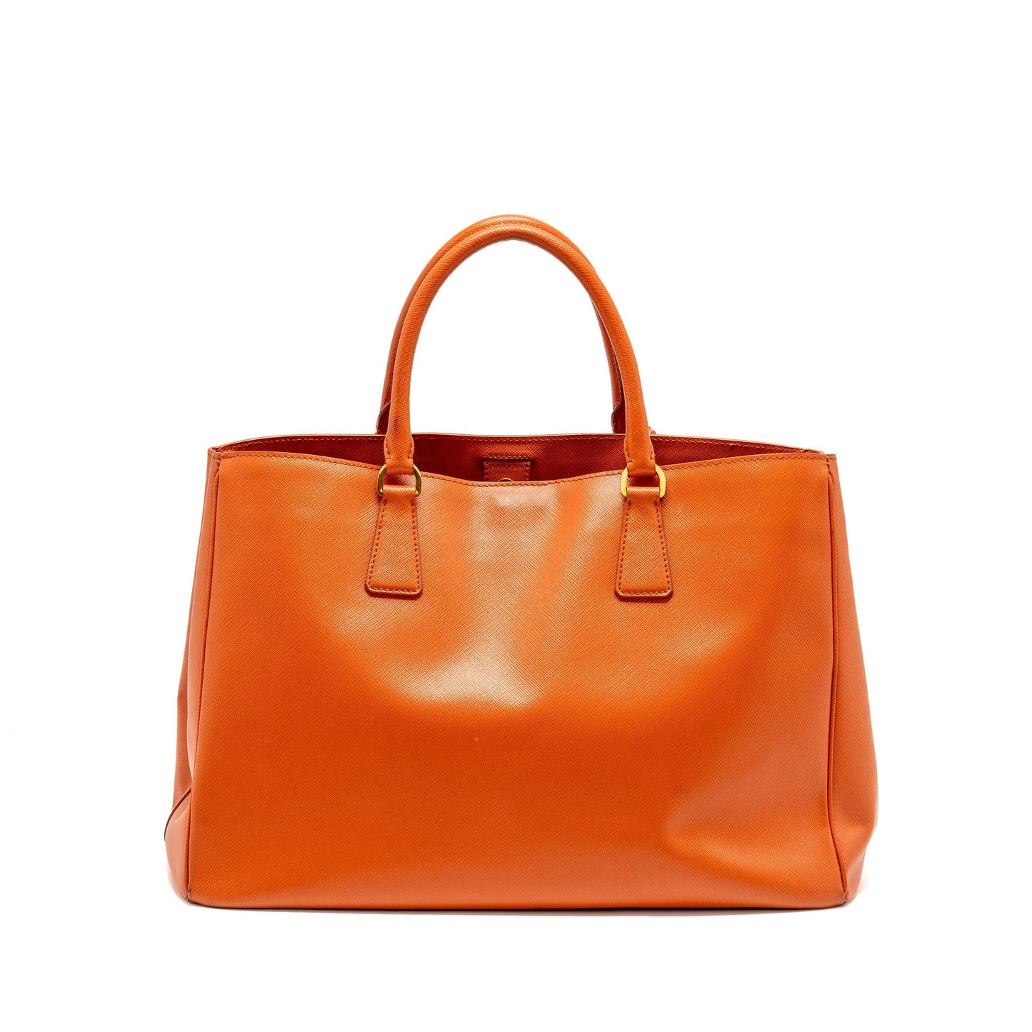 Prada Large Saffiano Tote Purse Leather Orange - Style 2