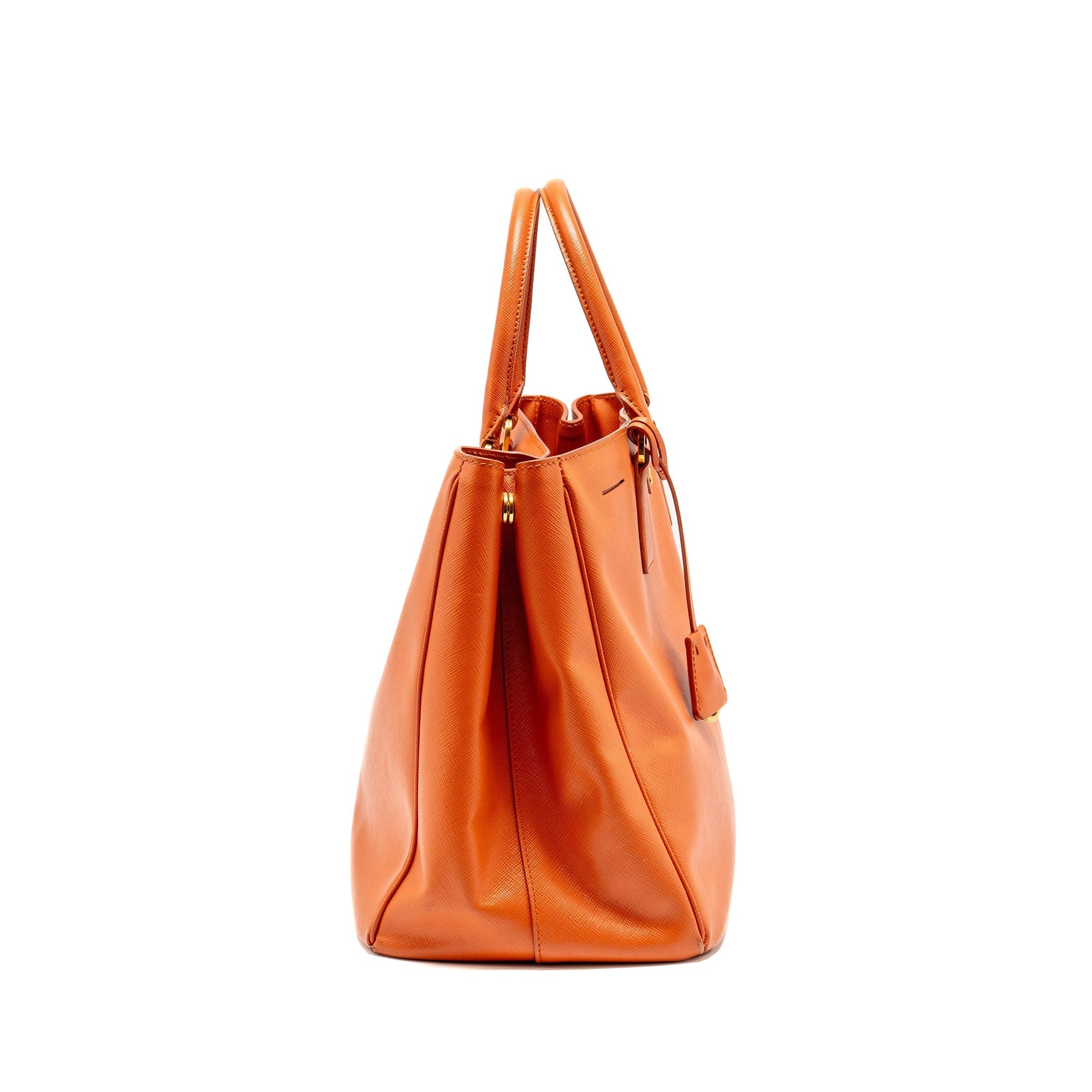 Prada Large Saffiano Tote Purse Leather Orange - Style 2