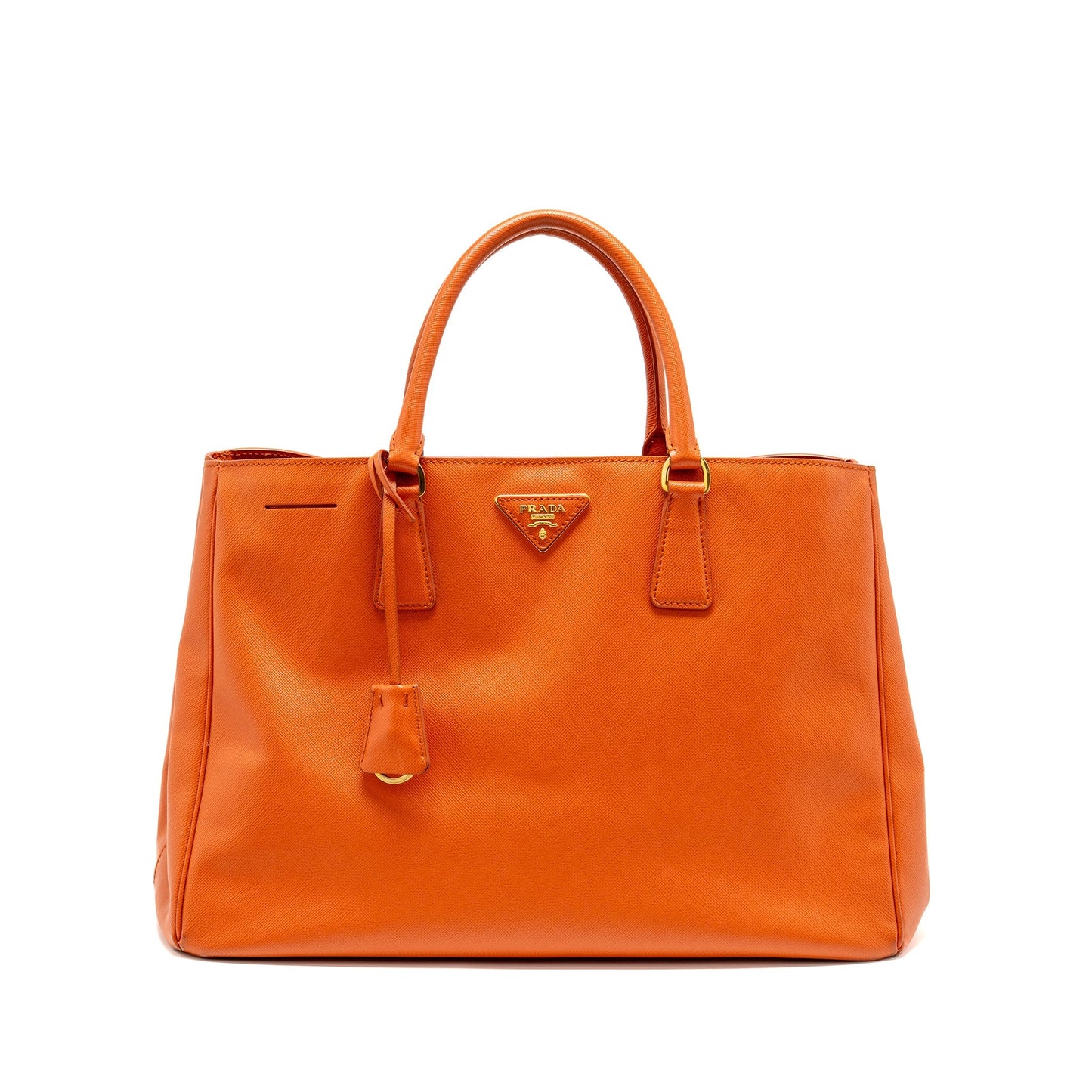 Prada Large Saffiano Tote Purse Leather Orange