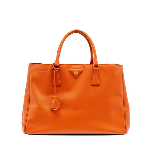 Prada Large Saffiano Tote Purse Leather Orange