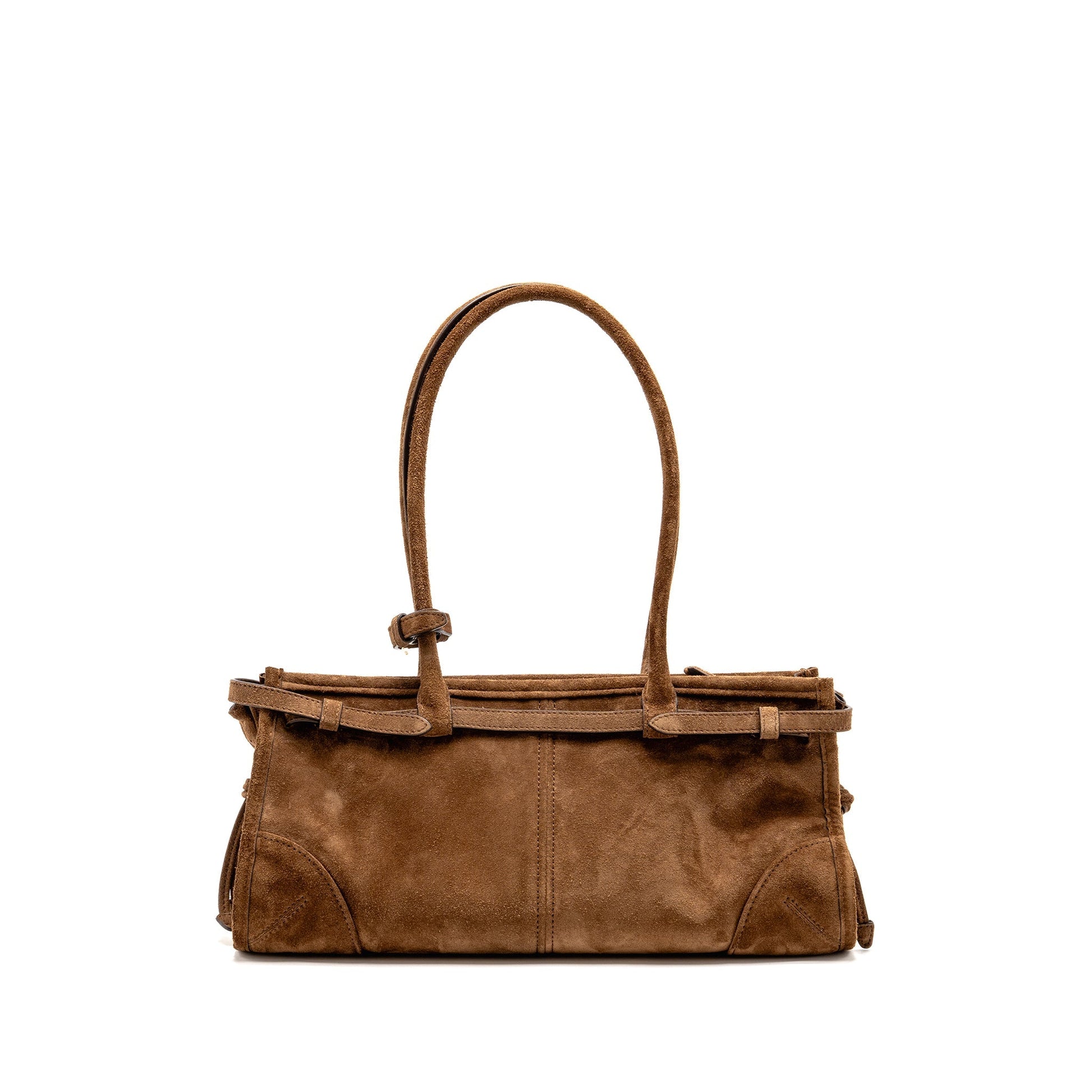Prada Medium Bonnie handbag suede leather brown