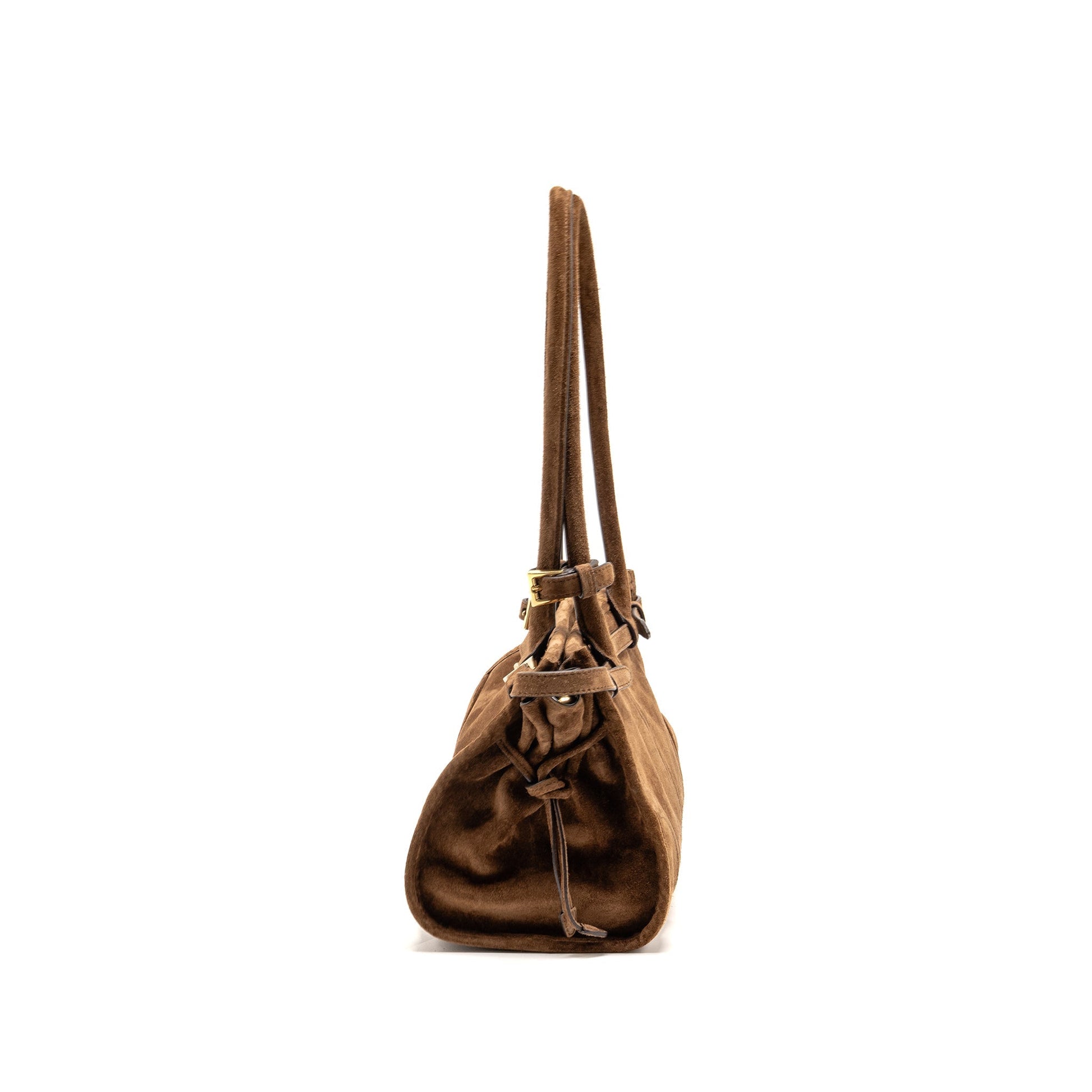 Prada Medium Bonnie handbag suede leather brown