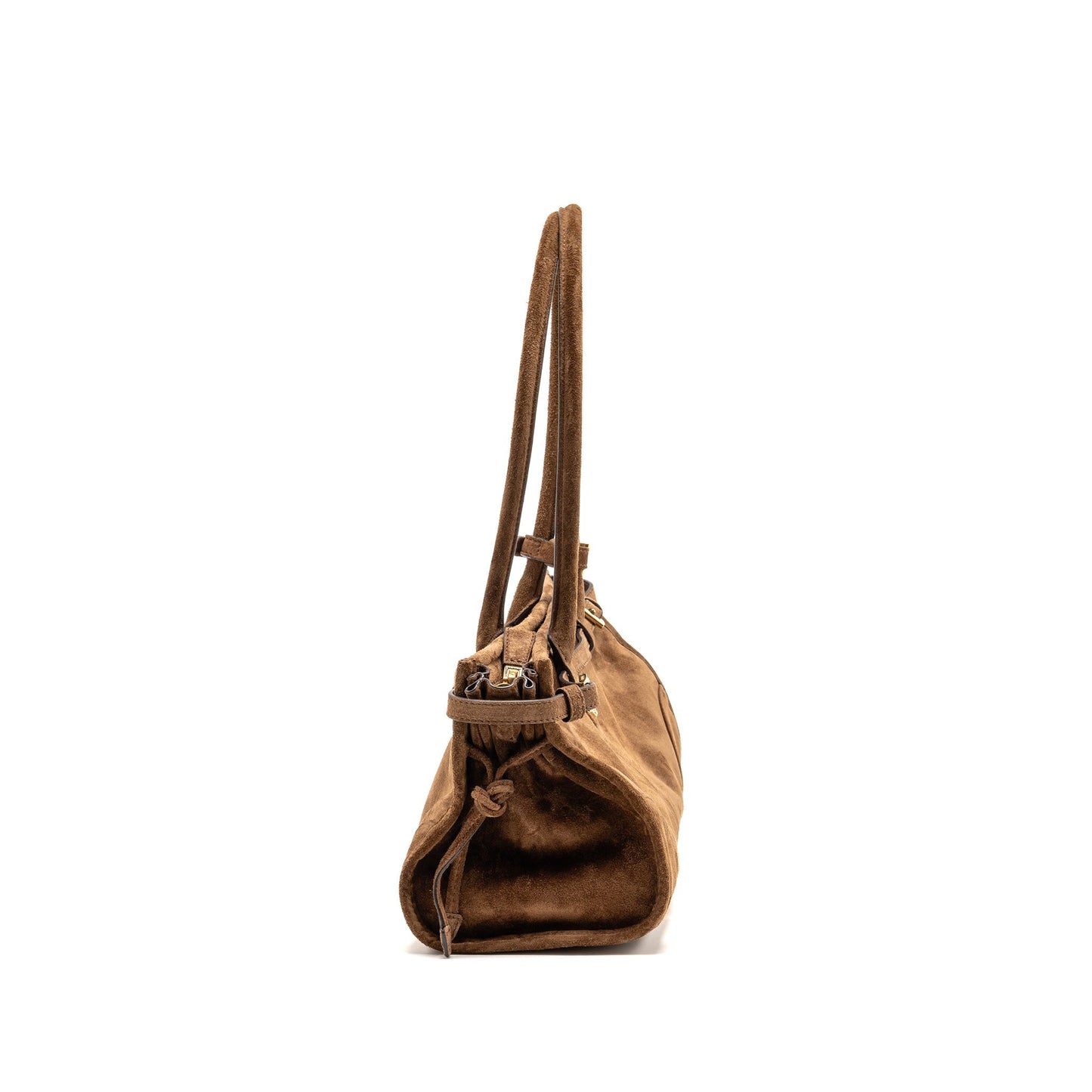Prada Medium Bonnie handbag suede leather brown