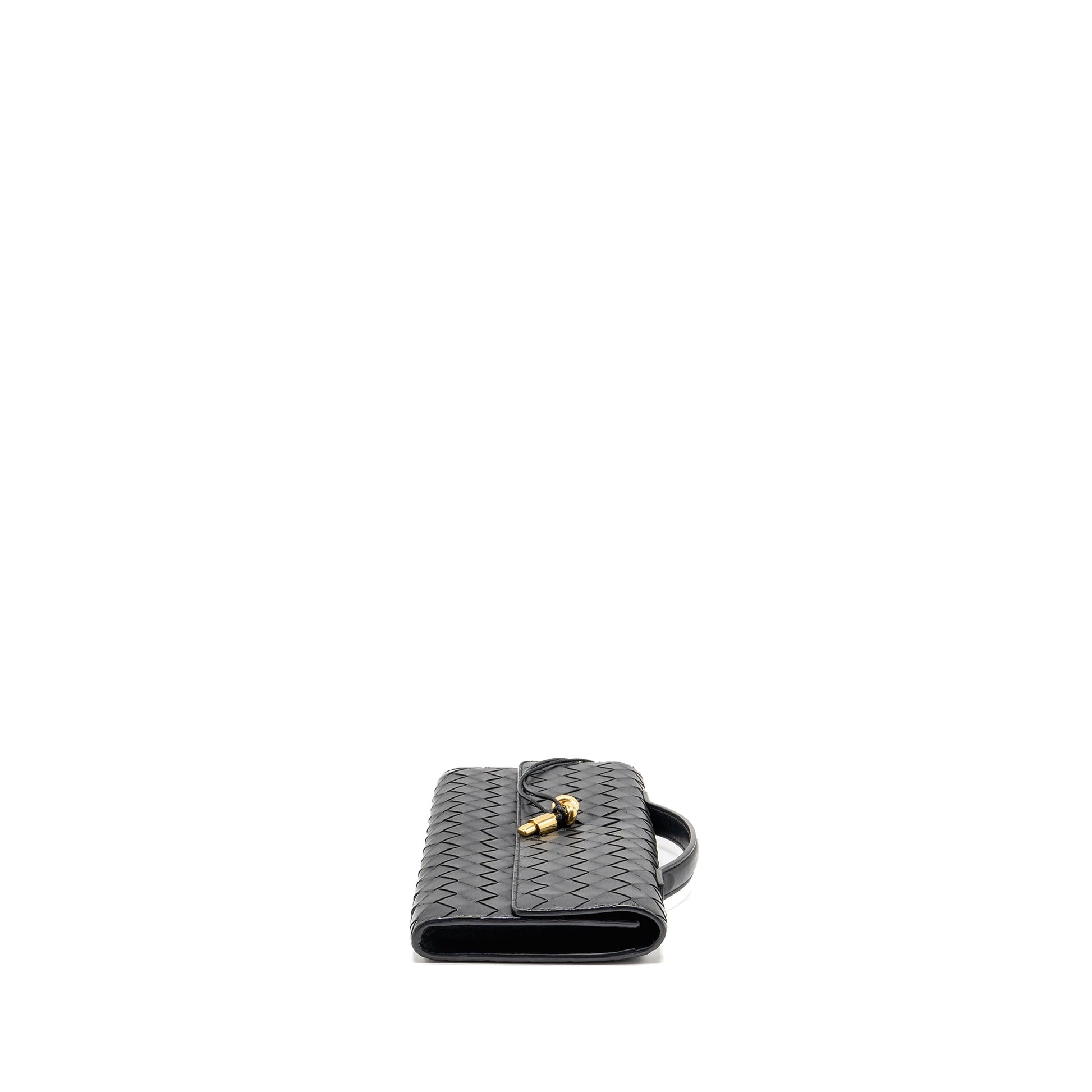 Bottega Veneta Andiamo Clutch Intrecciato Calfskin Black