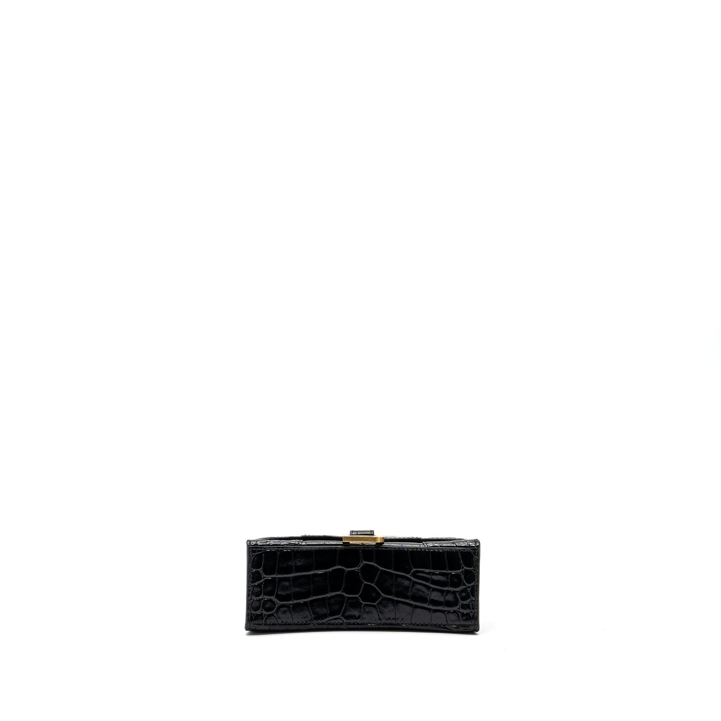 Balenciaga Hourglass Handbag Crocodile Embossed Black