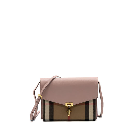 Burberry ho check crossbody bag canvas / calfskin leather multicolor light pink GHW