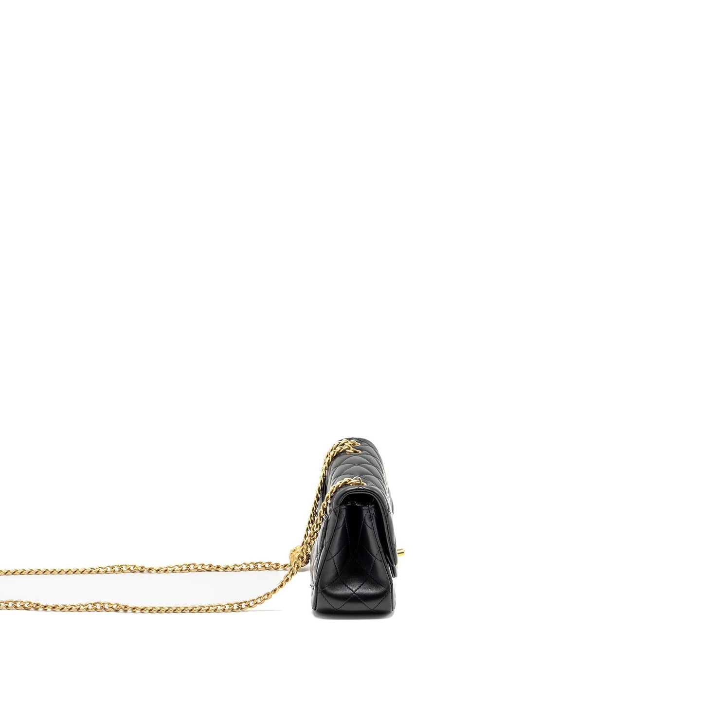 Chanel Camellia Adjustable Chain Mini Square Flap bag Lambskin black GHW microchip