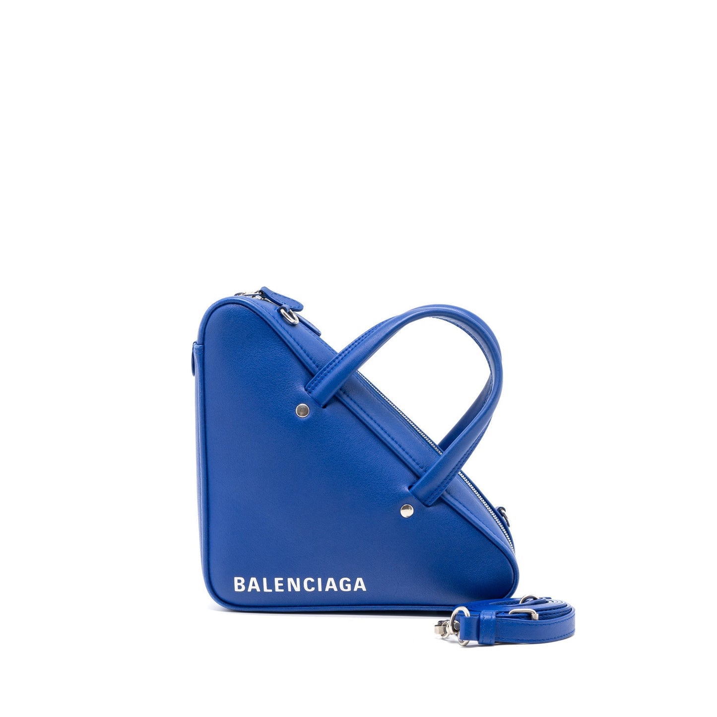 Balenciaga Triangle Duffle Purse Calfskin Blue