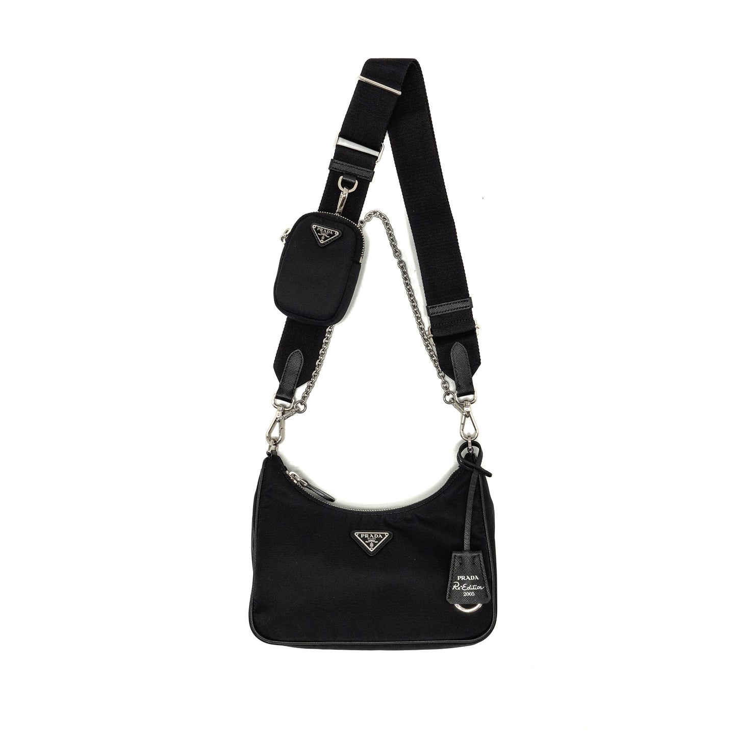 Prada Re-Edition 2005 Saffiano Re-Nylon Bag Black SHW