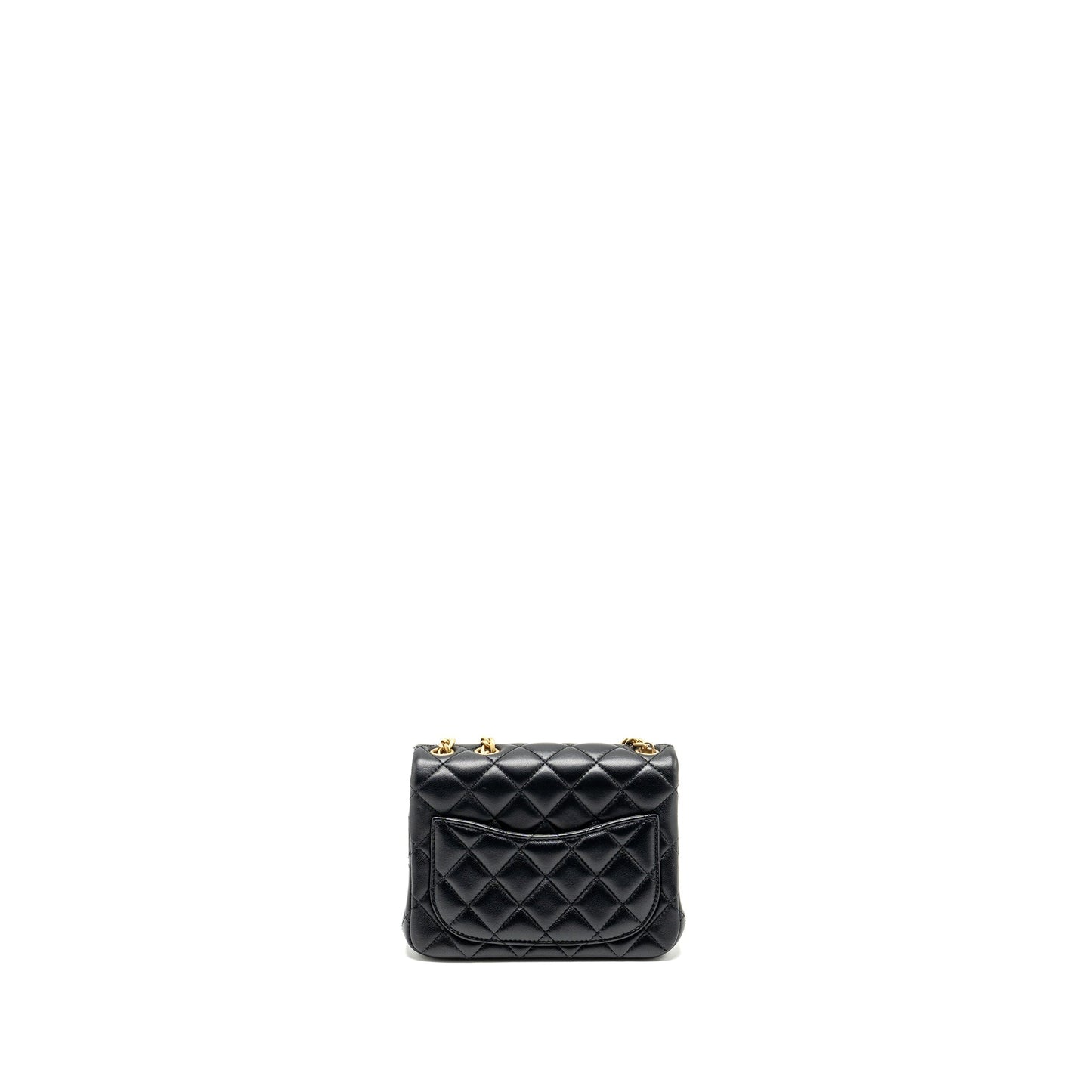 Chanel Camellia Adjustable Chain Mini Square Flap bag Lambskin black GHW microchip
