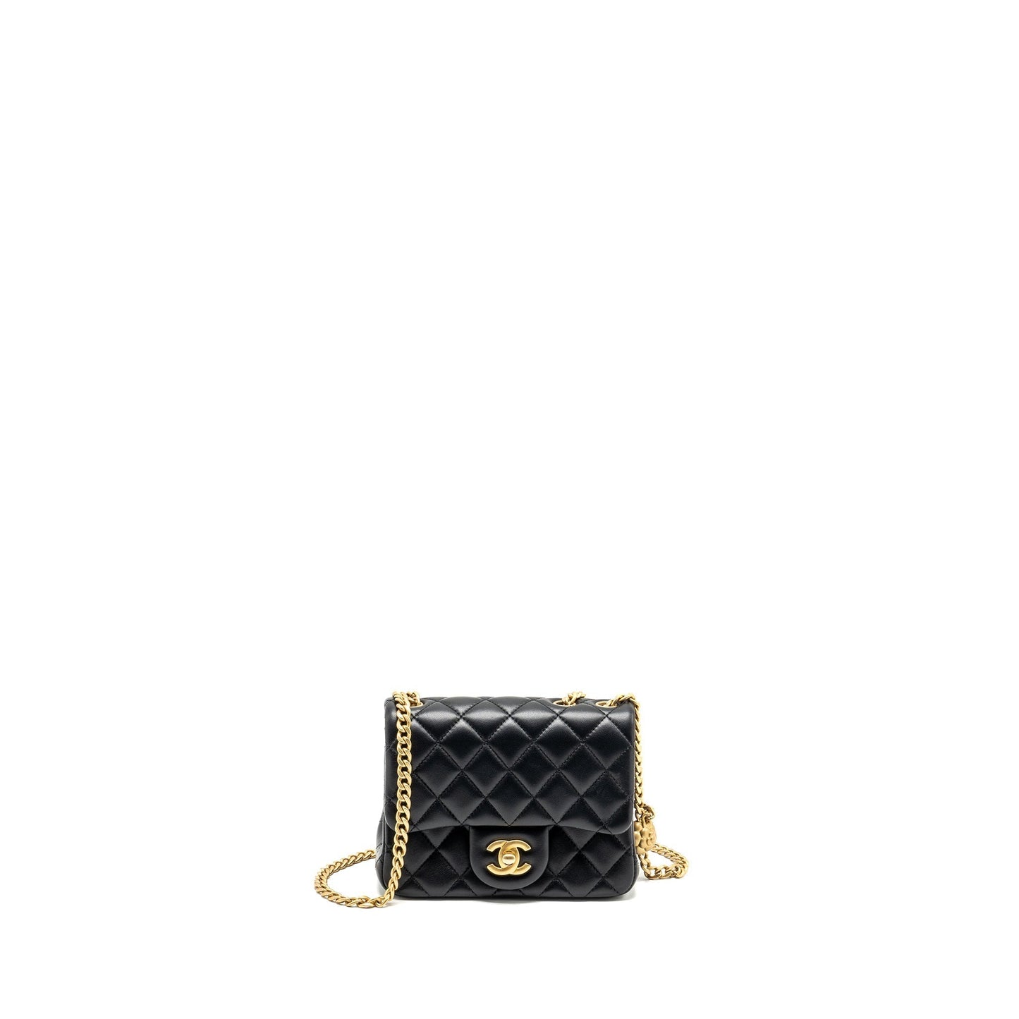 Chanel Camellia Adjustable Chain Mini Square Flap bag Lambskin black GHW microchip