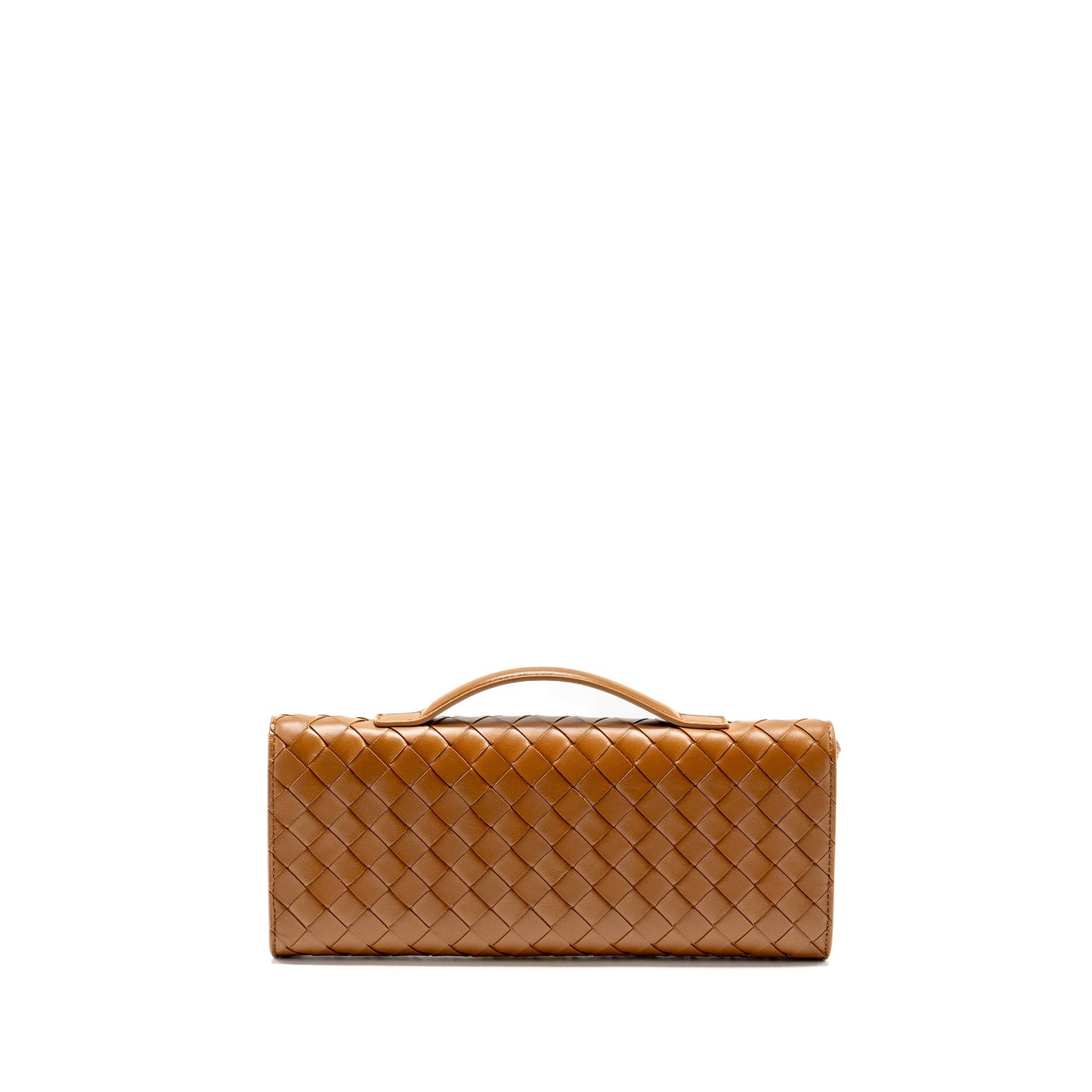 Bottega Veneta Andiamo Clutch Purse Lambskin Brown