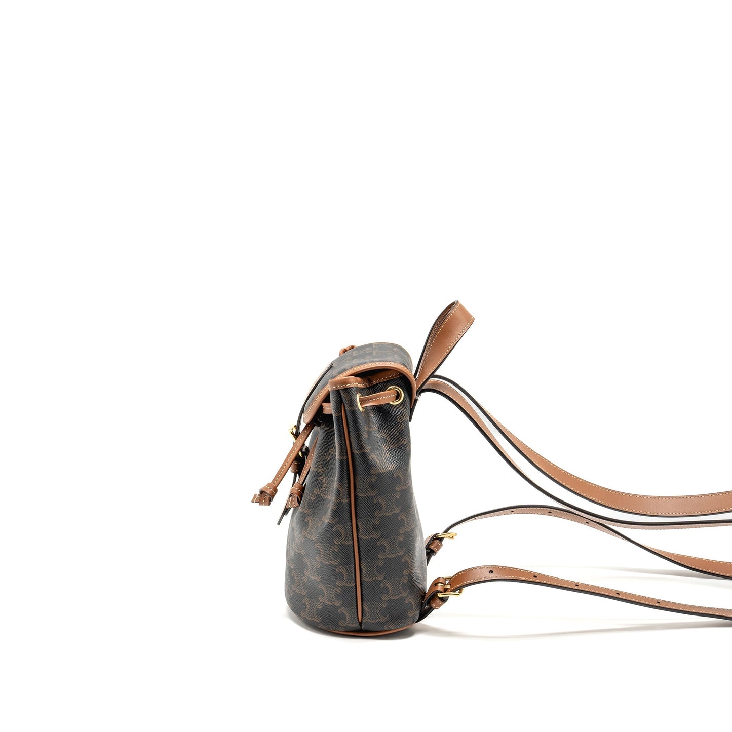 Celine Mini backpack Folco triomphe canvas / calfskin tan