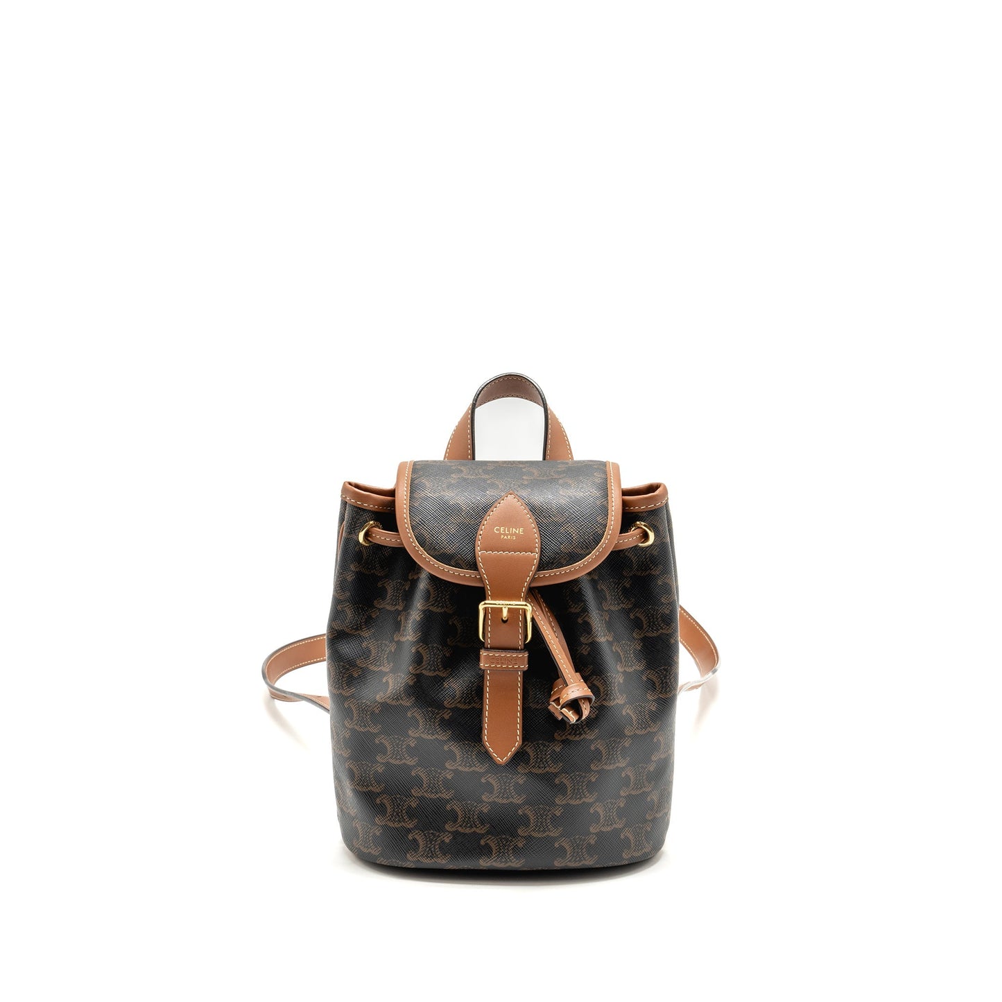 Celine Mini backpack Folco triomphe canvas / calfskin tan