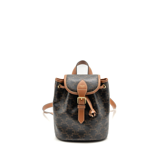 Celine Mini backpack Folco triomphe canvas / calfskin tan