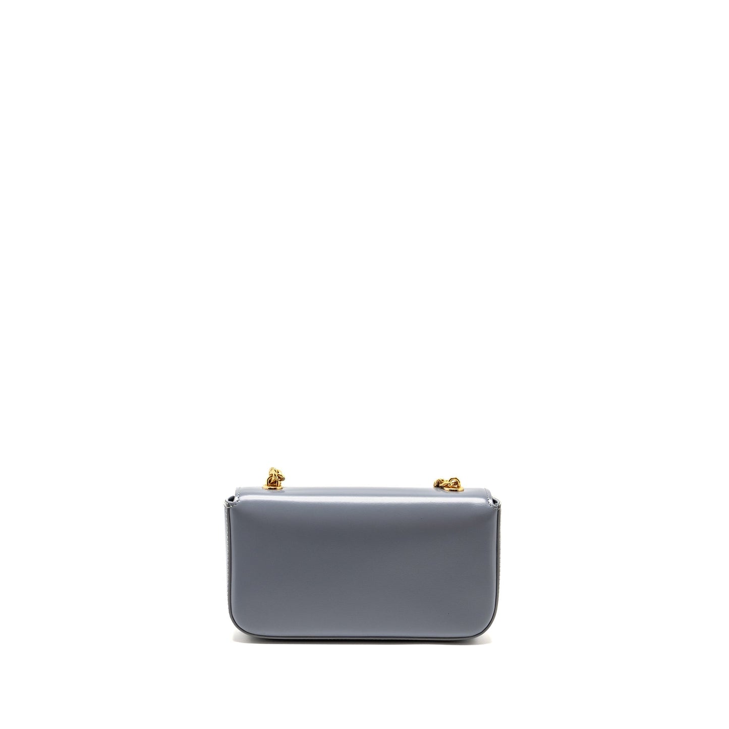 Luxury CELINE Chain Shoulder Bag Claude Shiny Calfskin Blue Grey GHW
