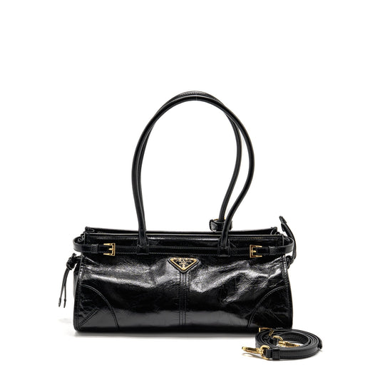Prada Bonnie Medium Leather Handbag Calfskin black