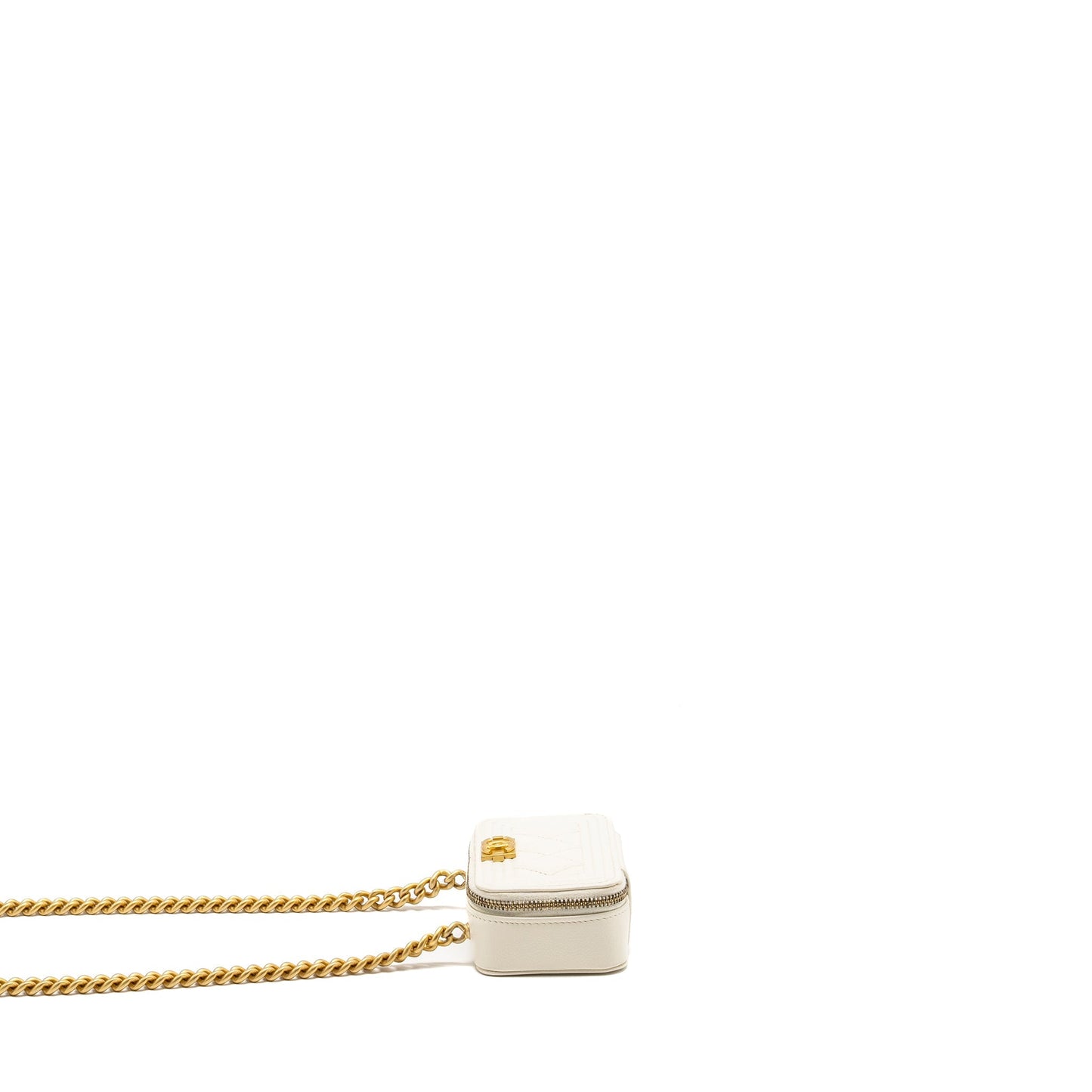 Chanel Boy Chain Clutch Caviar White GHW Microchip