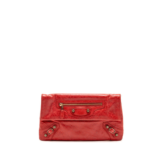 Balenciaga City Fold Clutch Leather Red