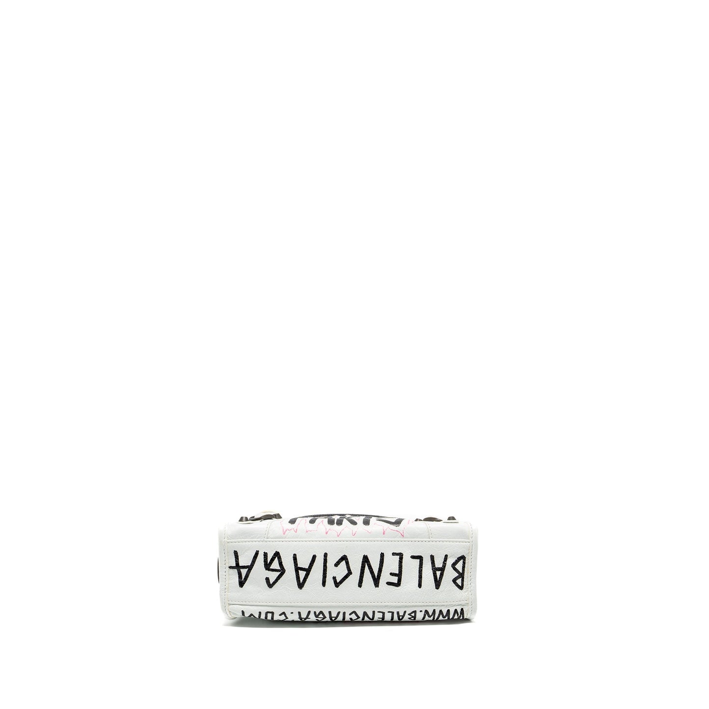Balenciaga City Graffiti Classic Studs Purse leather white / pink/ black with black hardware