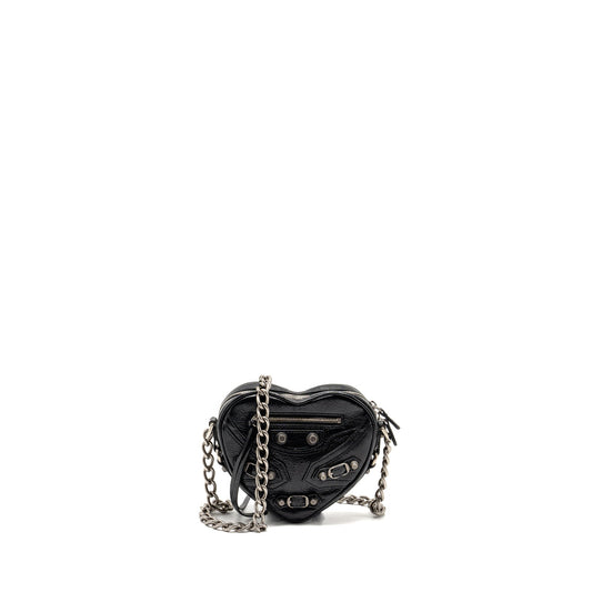 Balenciaga Le Cagole Heart Mini Purse Lambskin Black