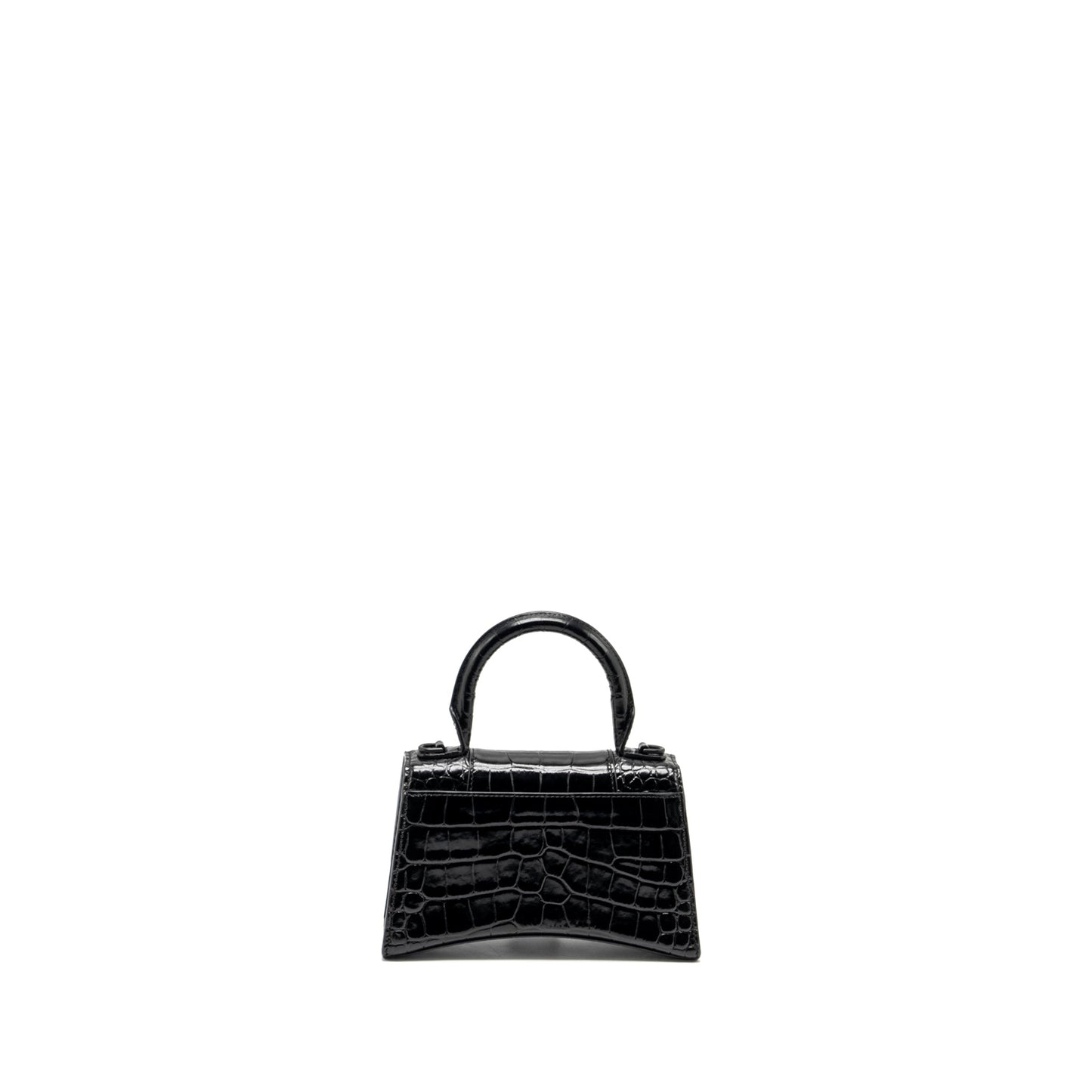 Balenciaga Hourglass Crocodile-Embossed Calfskin So Black