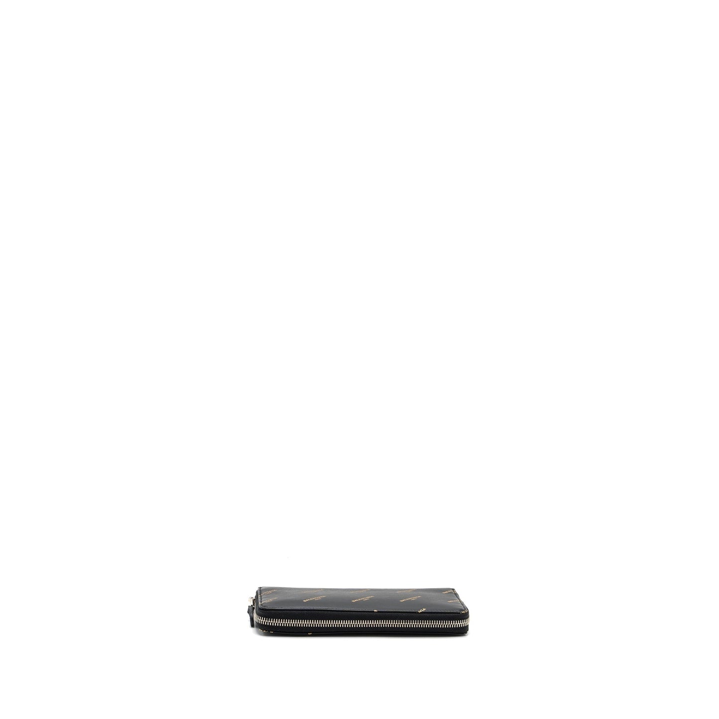 Balenciaga Logo Long Zip Wallet Calfskin Black