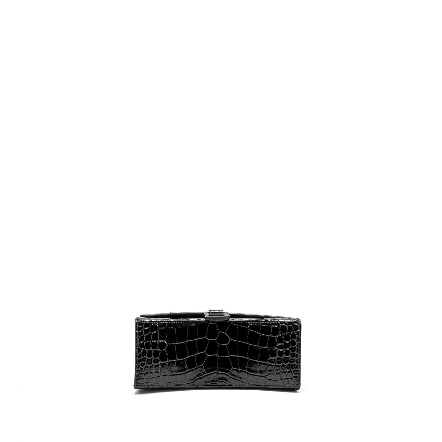 Balenciaga Hourglass S Crocodile-Embossed Calfskin So Black