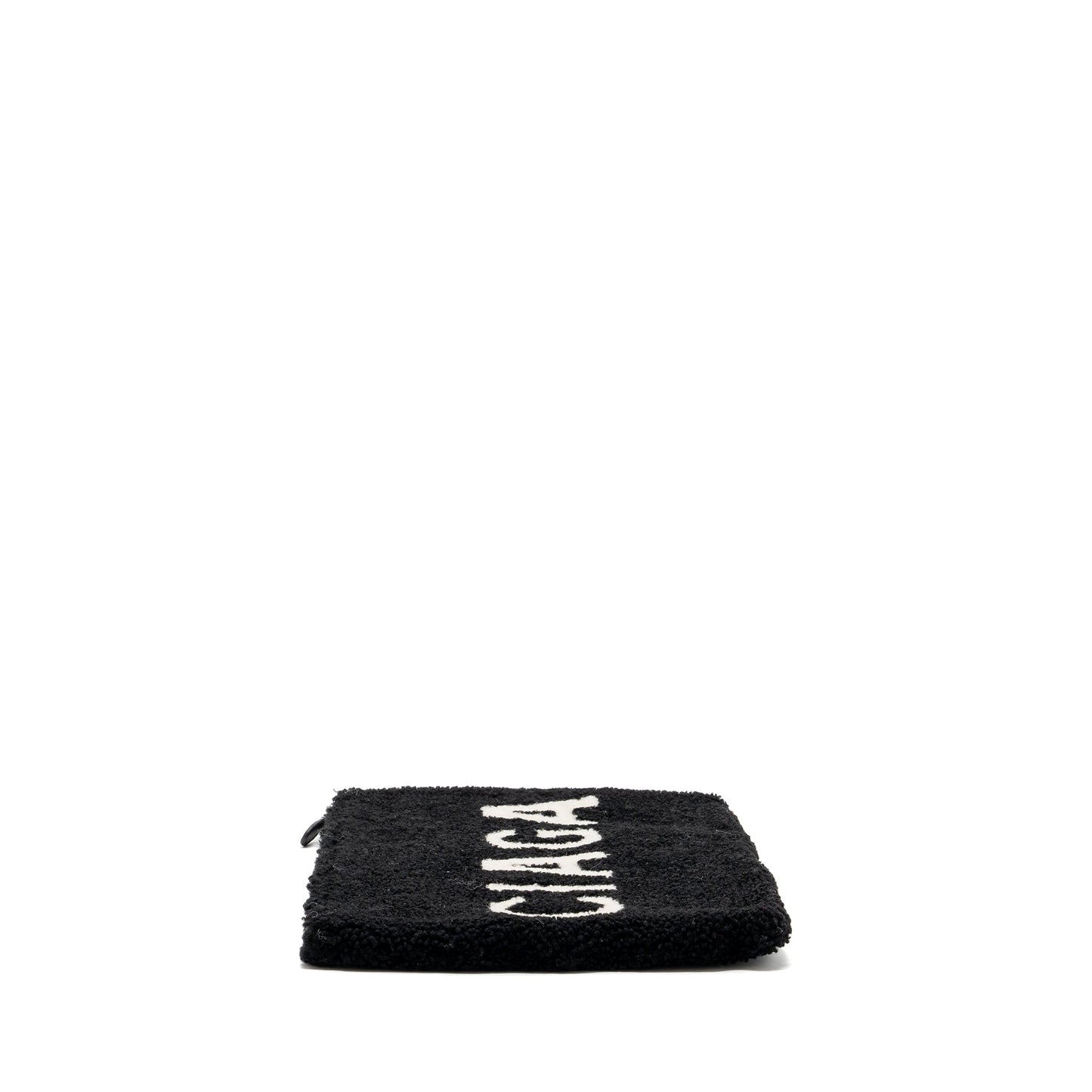 Balenciaga zip pouch clutch shearling black/ white