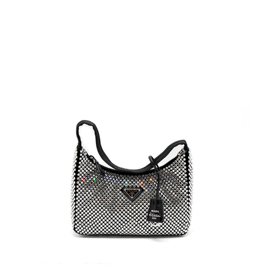 Prada Re-Edition 2000 Mini-Bag Satin/Crystal Black SHW