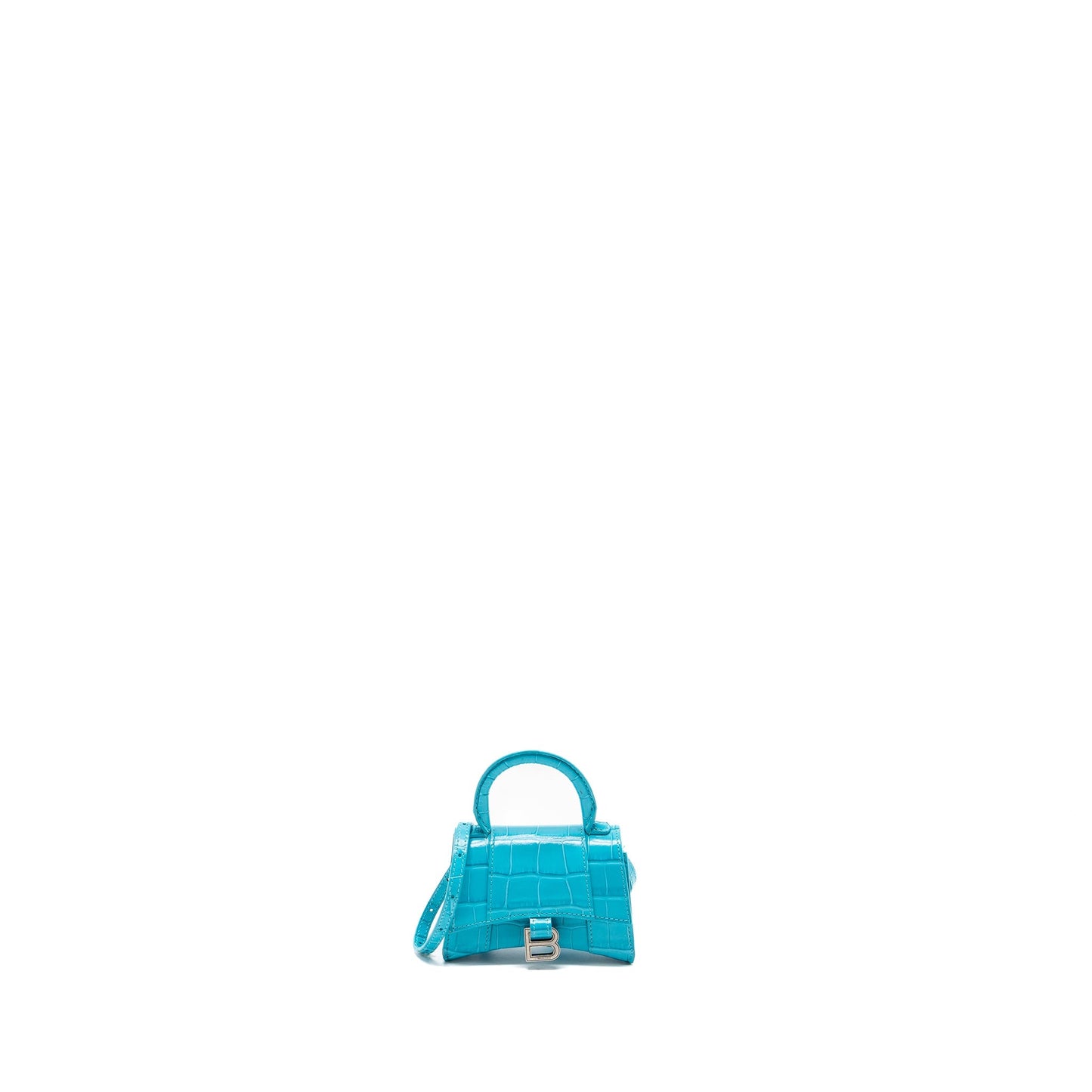 Balenciaga Mini Hourglass embossed calfskin blue