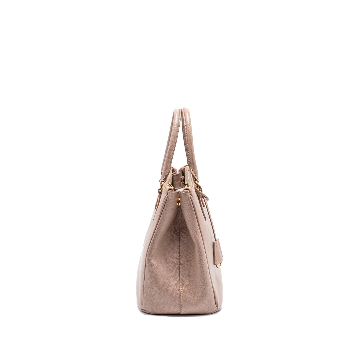 PRADA FUOCO SAFFIANO LUX LEATHER MEDIUM DOUBLE ZIP TOTE LIGHT PINK GHW